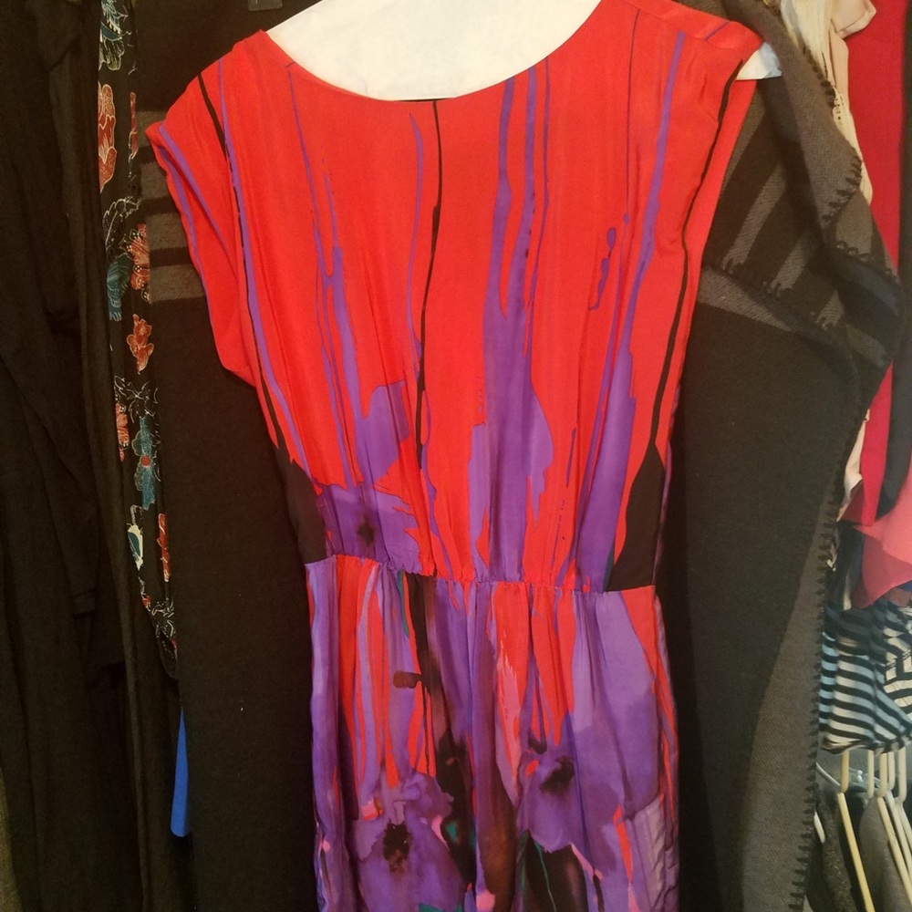 Bold watercolor mini dress